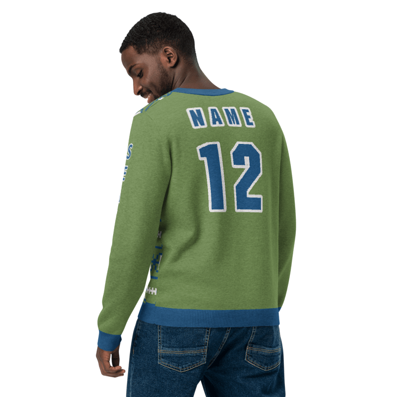 Custom Seattle Football Bigfoot Knitted crew neck sweater, Seattle Football Ugly Christmas Sweater, Bigfoot Football Gift for Him