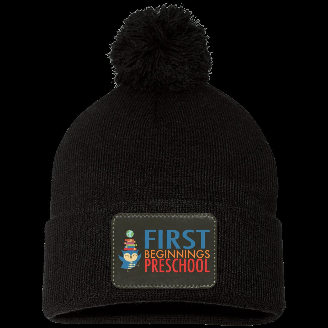First Beginnings Preschool Pom Pom Knit Cap - Patch