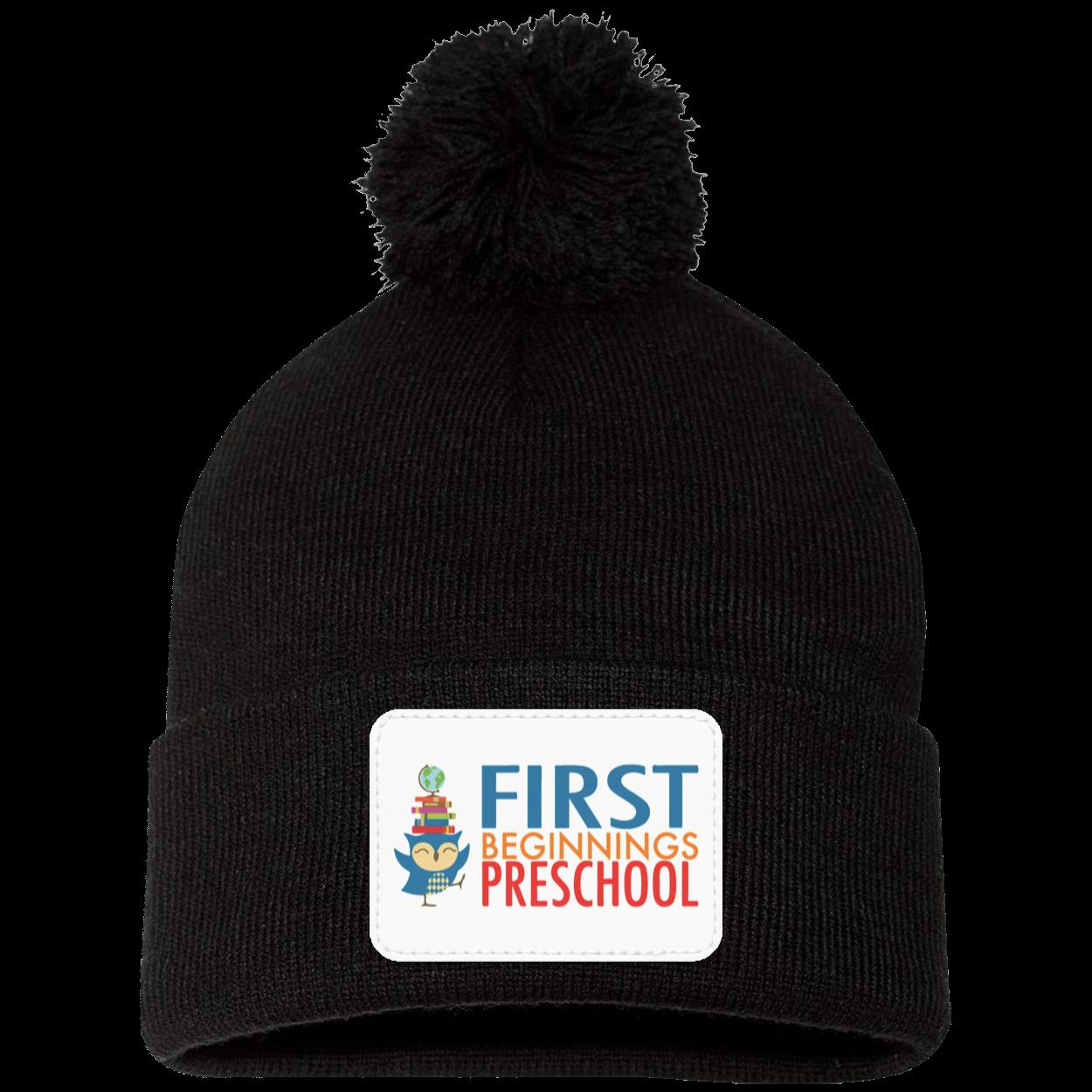 First Beginnings Preschool Pom Pom Knit Cap - Patch