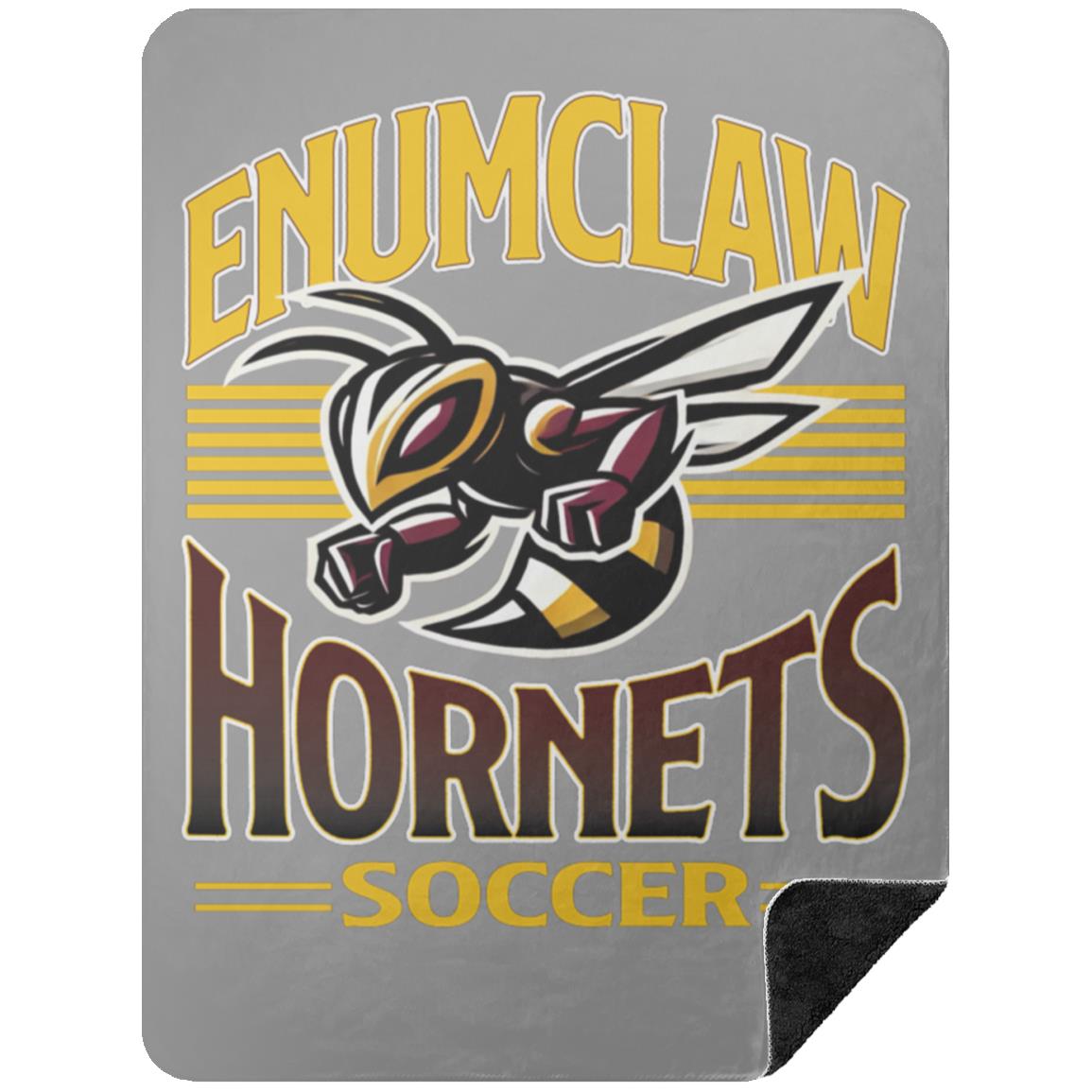 Enumclaw Hornets Soccer Premium Black Sherpa Blanket 60x80