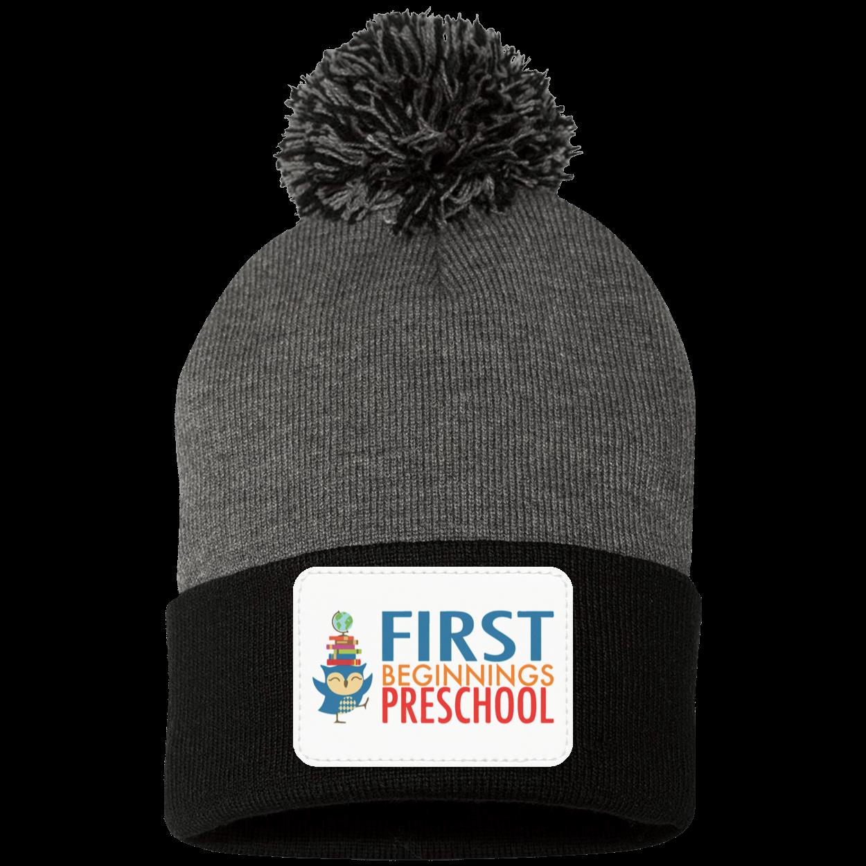 First Beginnings Preschool Pom Pom Knit Cap - Patch