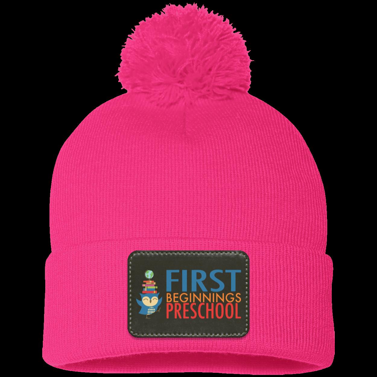 First Beginnings Preschool Pom Pom Knit Cap - Patch