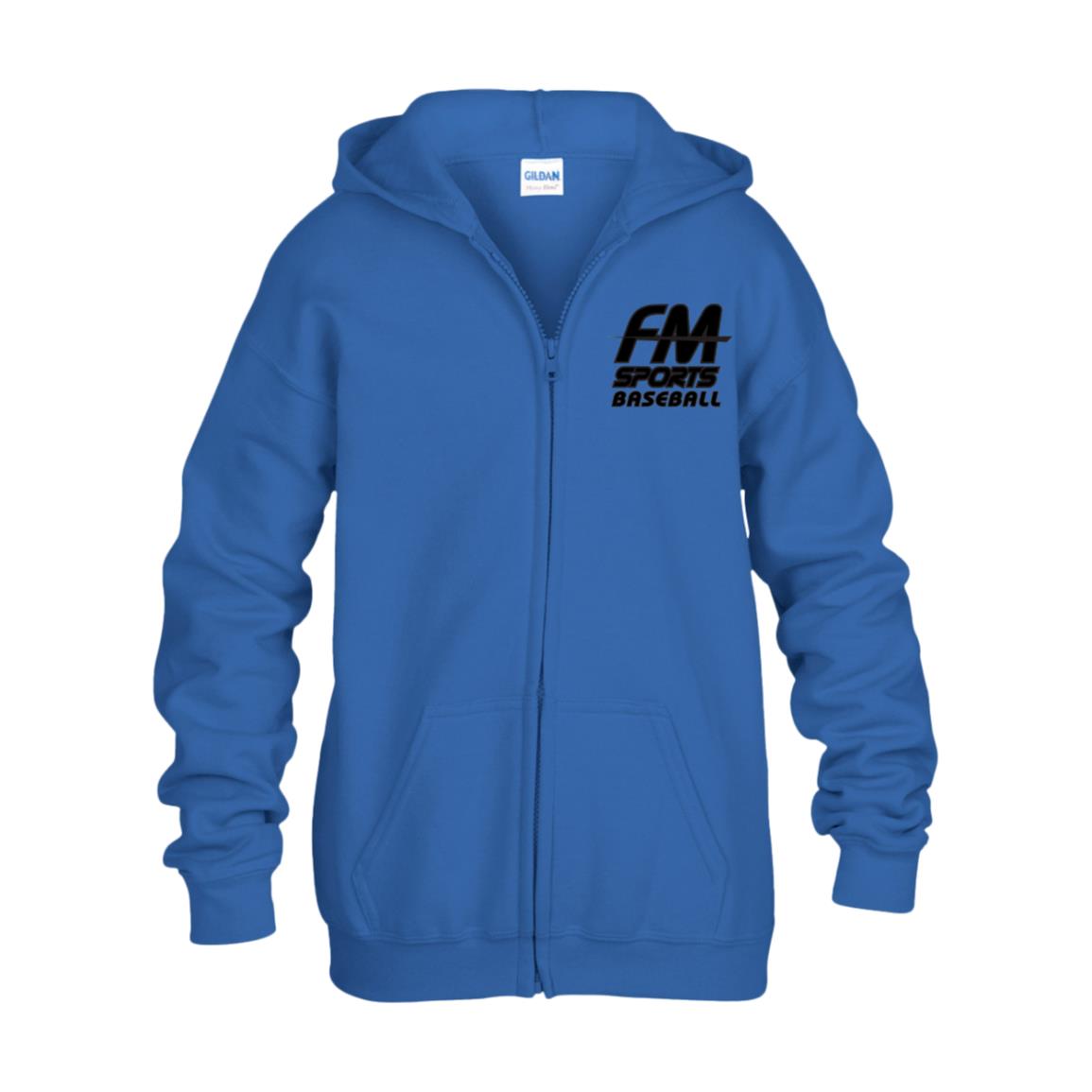 FM Sports Baseball Blackout Kids Heavy Blend Full Zip Hoodie
