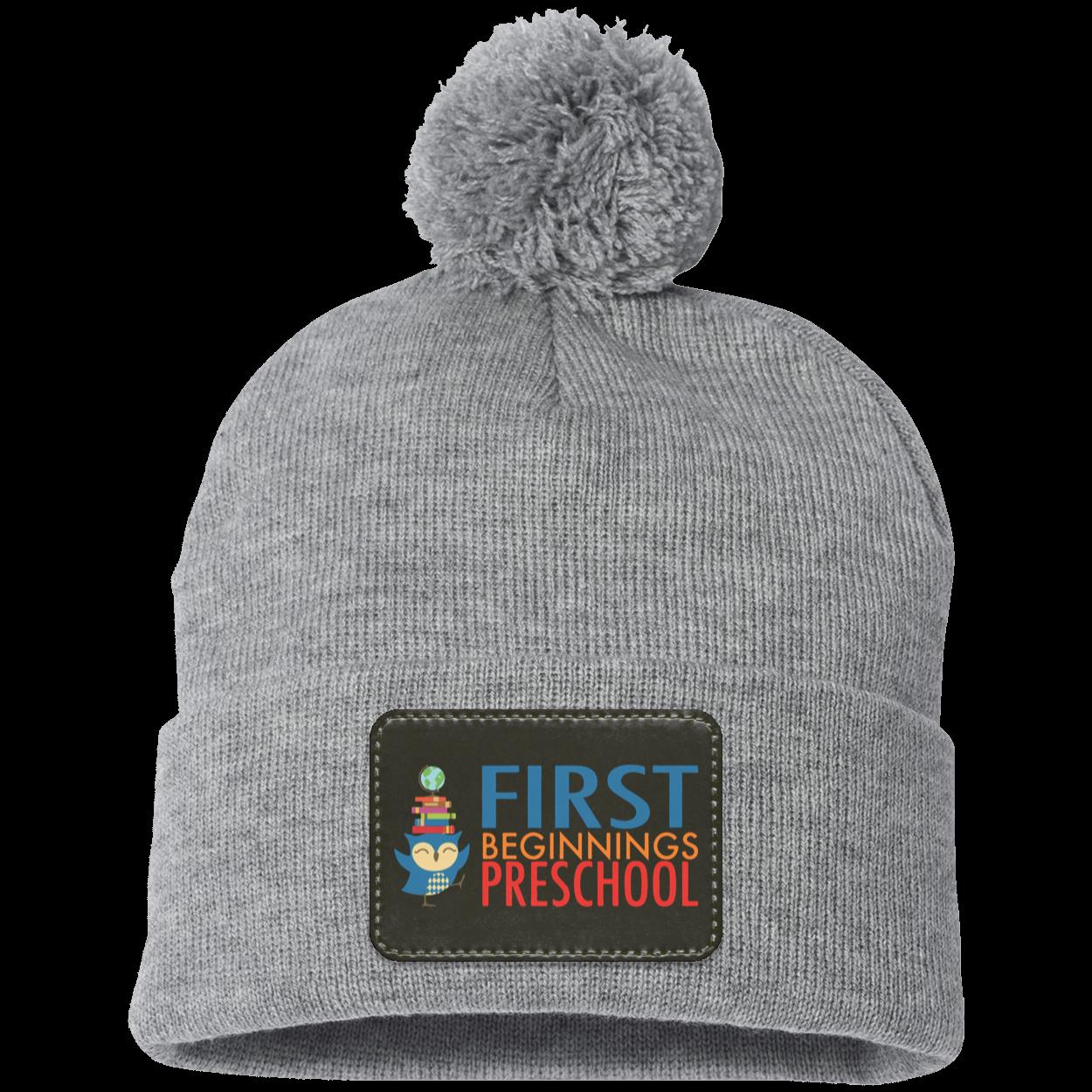 First Beginnings Preschool Pom Pom Knit Cap - Patch