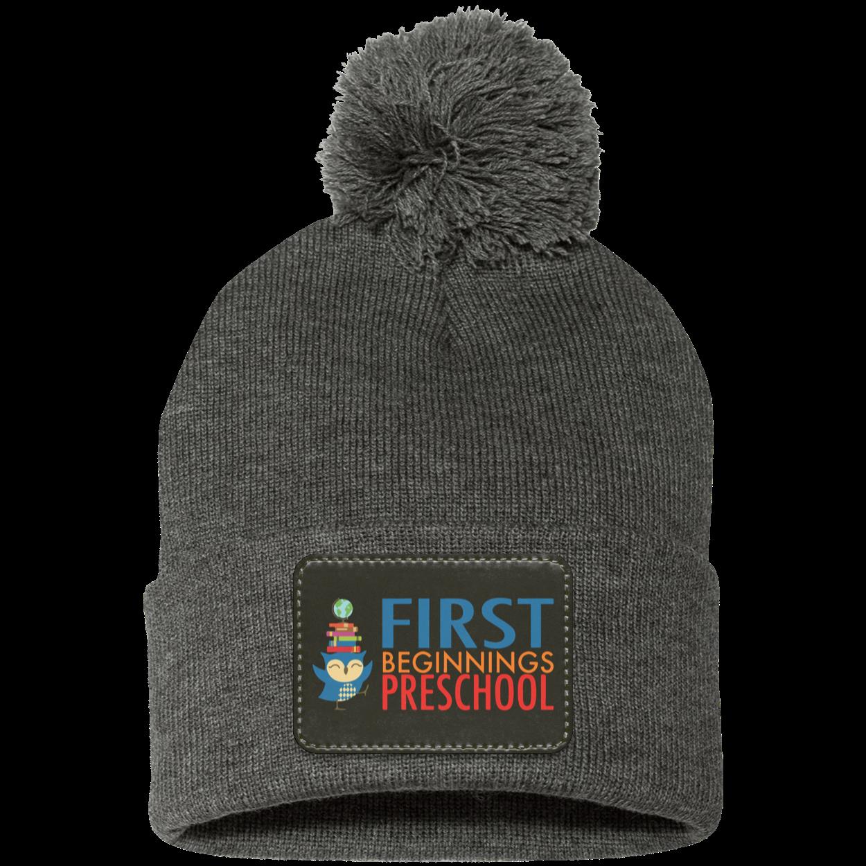 First Beginnings Preschool Pom Pom Knit Cap - Patch