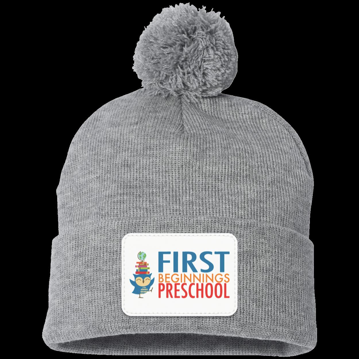 First Beginnings Preschool Pom Pom Knit Cap - Patch