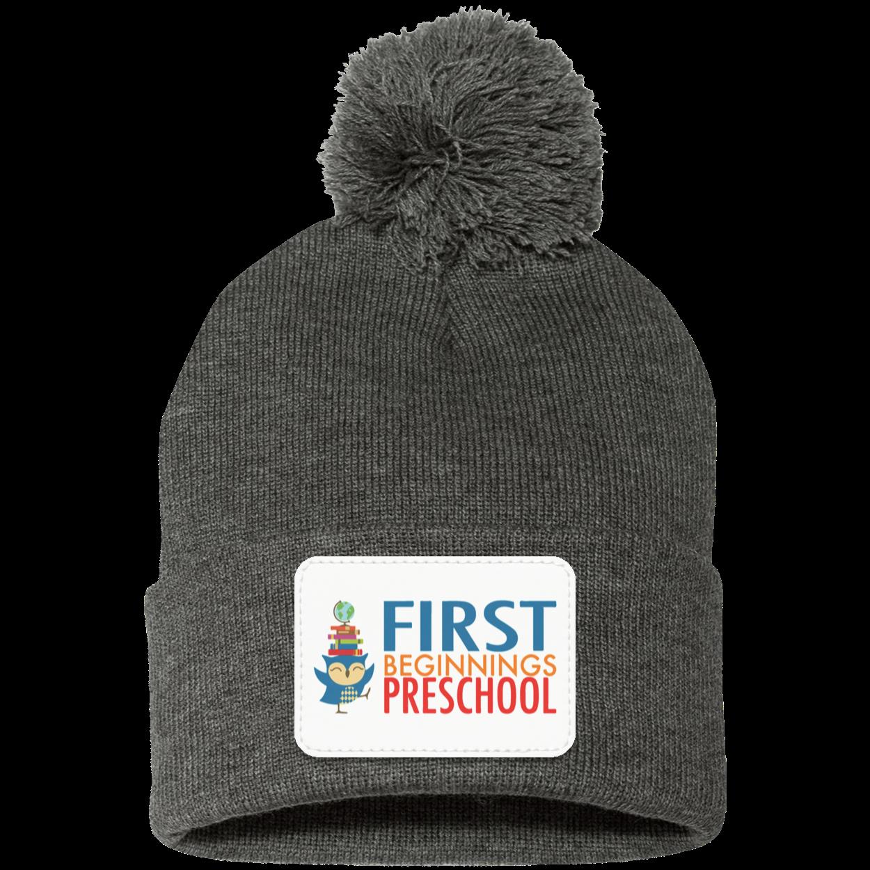 First Beginnings Preschool Pom Pom Knit Cap - Patch