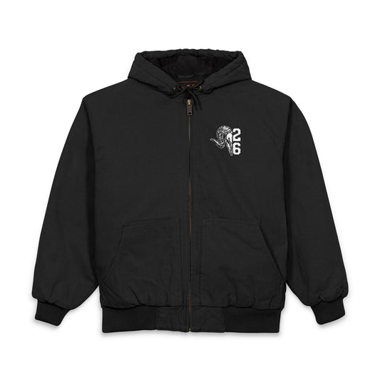 Embroidered Ram Chest Work Jacket — Heavy Duck Cloth Hooded Jacket