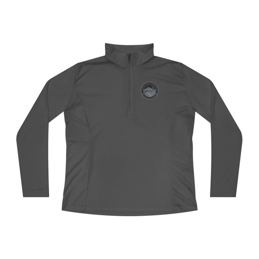 PNT Grey Ladies Quarter-Zip Pullover — Women's Performance Zip Pullover with Small Chest Logo