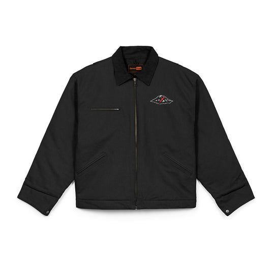 CID Work Jacket with Racing Flag Chest Patch – Durable Duck Cloth Utility Jacket