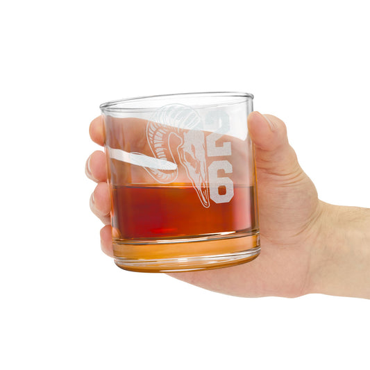 Engraved Ram Skull Whiskey Glass — 10.5 oz Personalized Rocks Glass