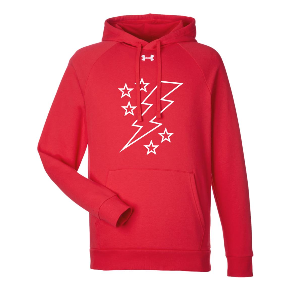 Lightening Bolt Outline White Under Armour Mens Rival Fleece Hoodie