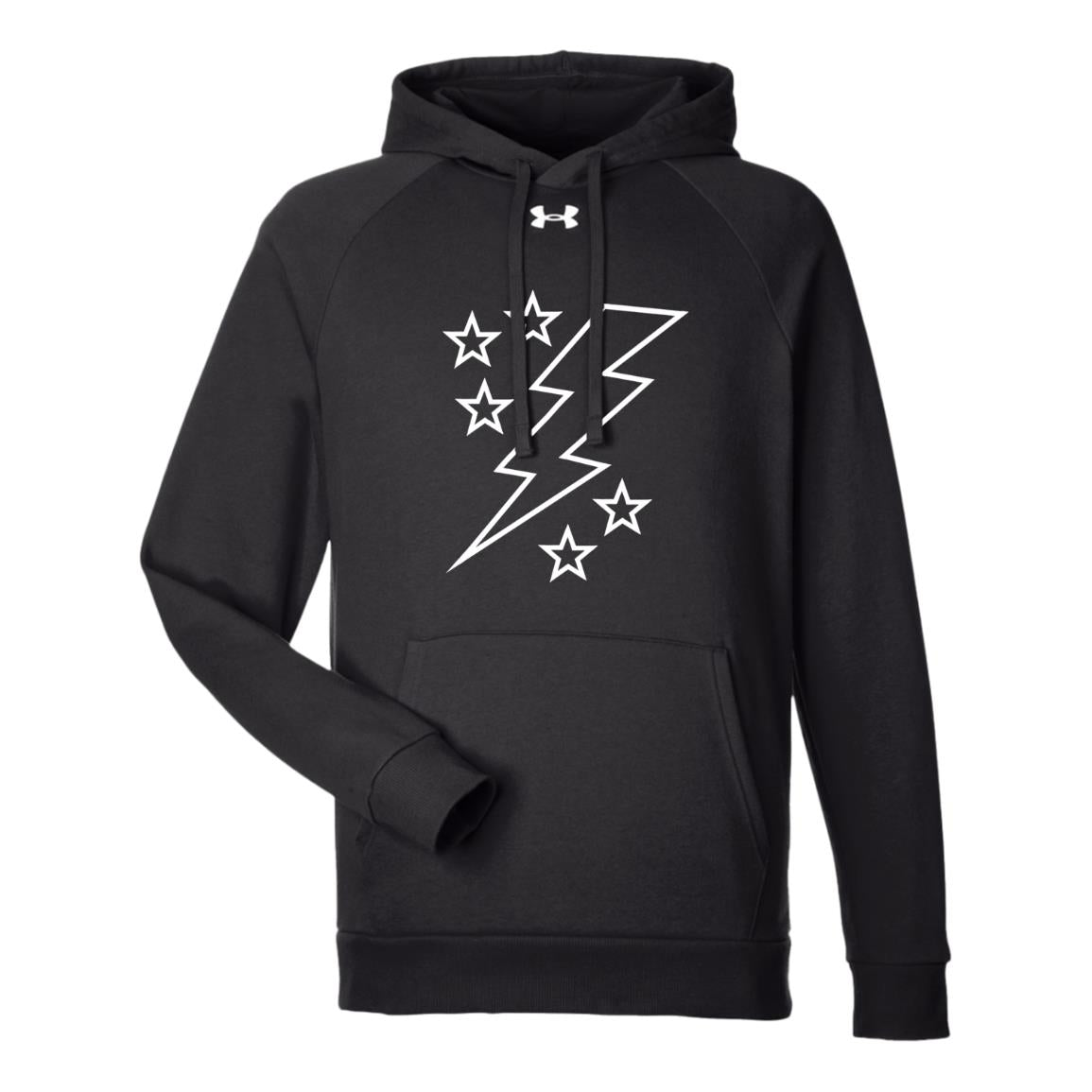 Lightening Bolt Outline White Under Armour Mens Rival Fleece Hoodie