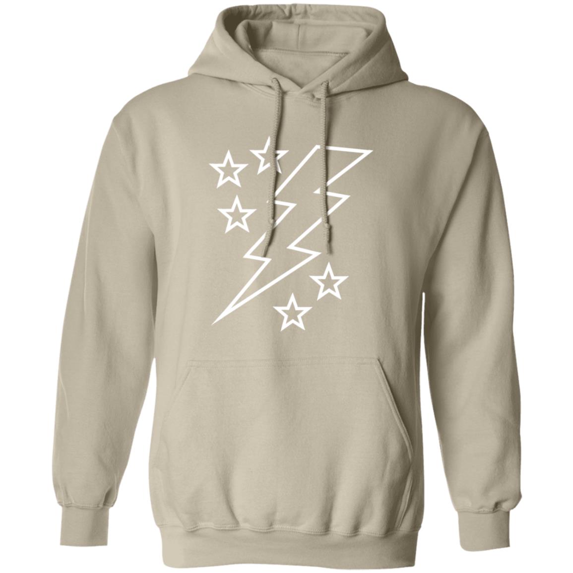 Lightening Bolt Outline White Pullover Hoodie