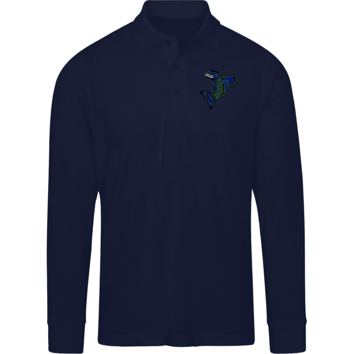 Seattle Orca Mens Pinnacle Long Sleeve Pique Polo