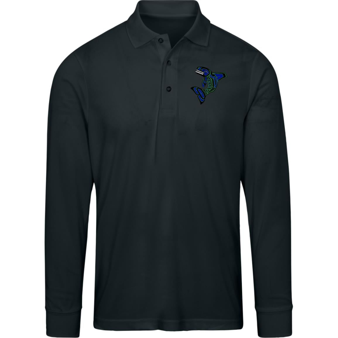 Seattle Orca Mens Pinnacle Long Sleeve Pique Polo