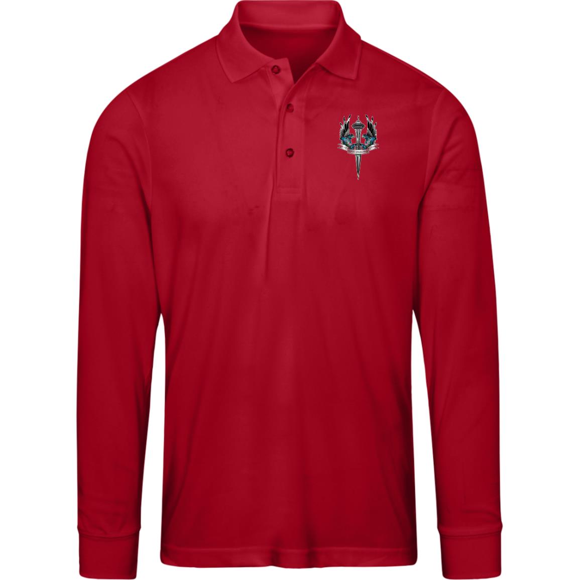 Seattle Logo Mens Pinnacle Long Sleeve Pique Polo