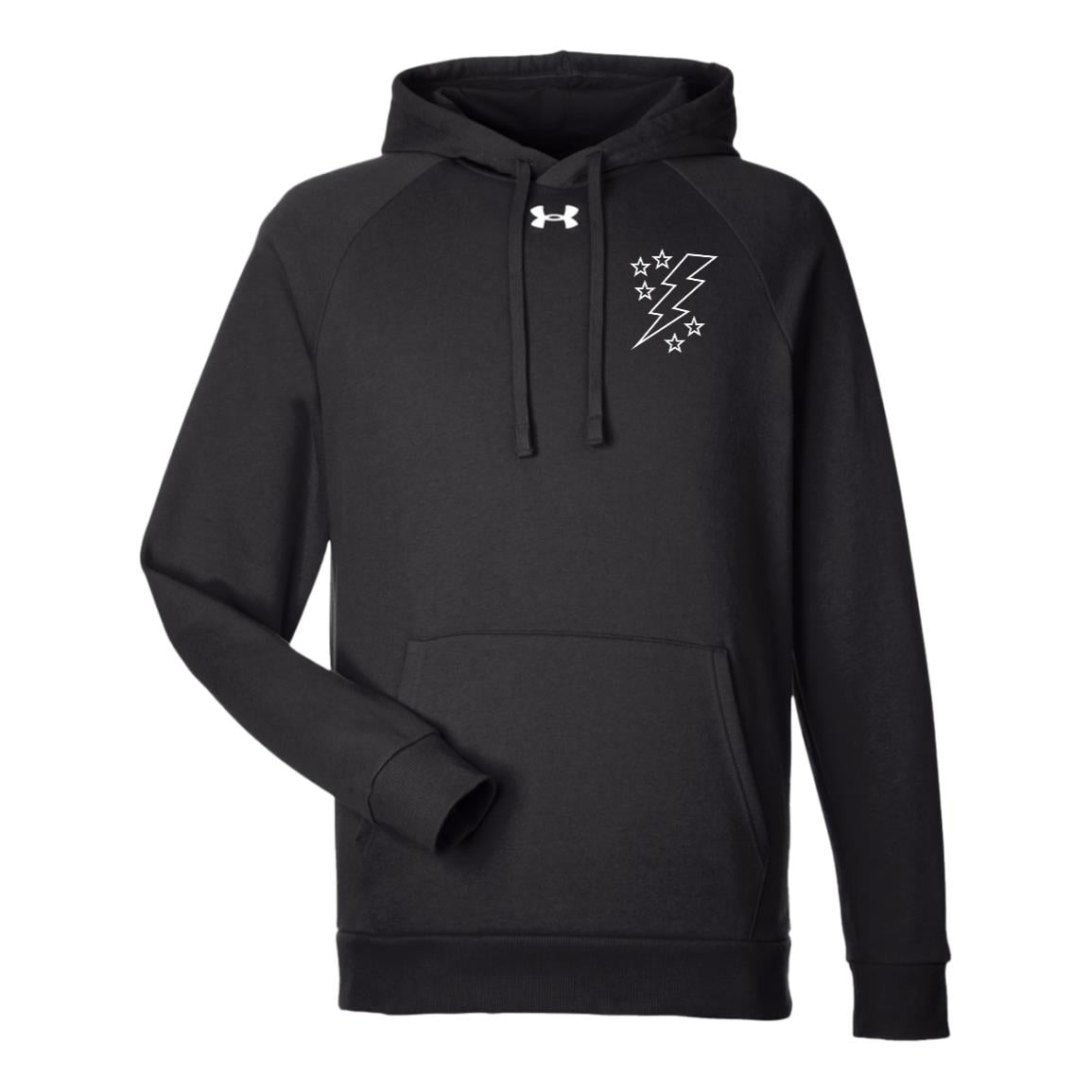 Lightening Bolt Outline White Pocket Under Armour Mens Rival Fleece Hoodie