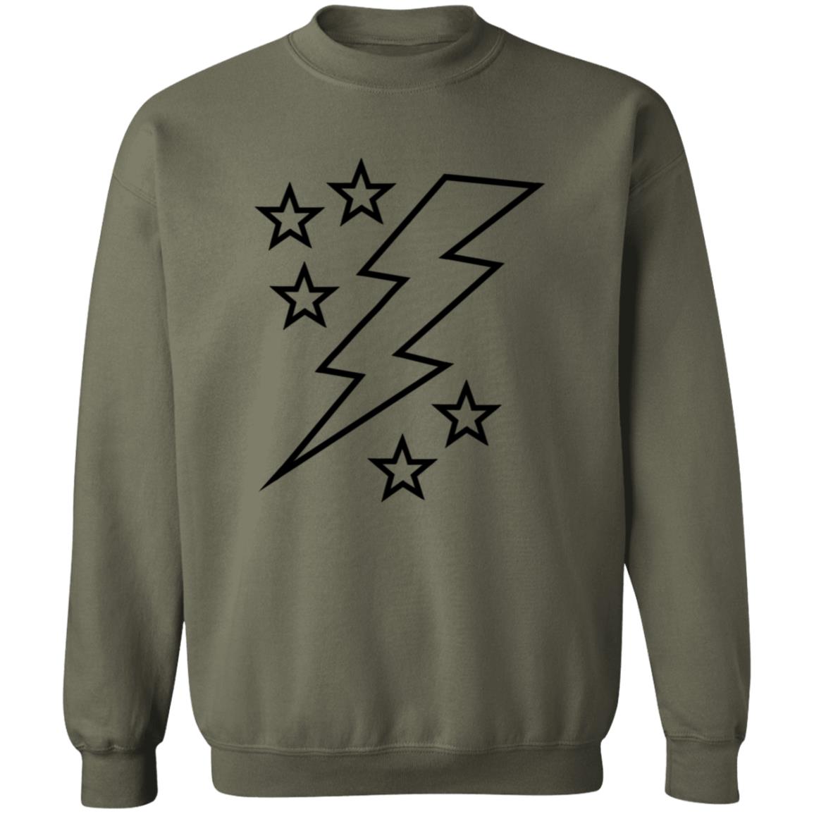 Lightening Bolt Black Outline Crewneck Pullover Sweatshirt