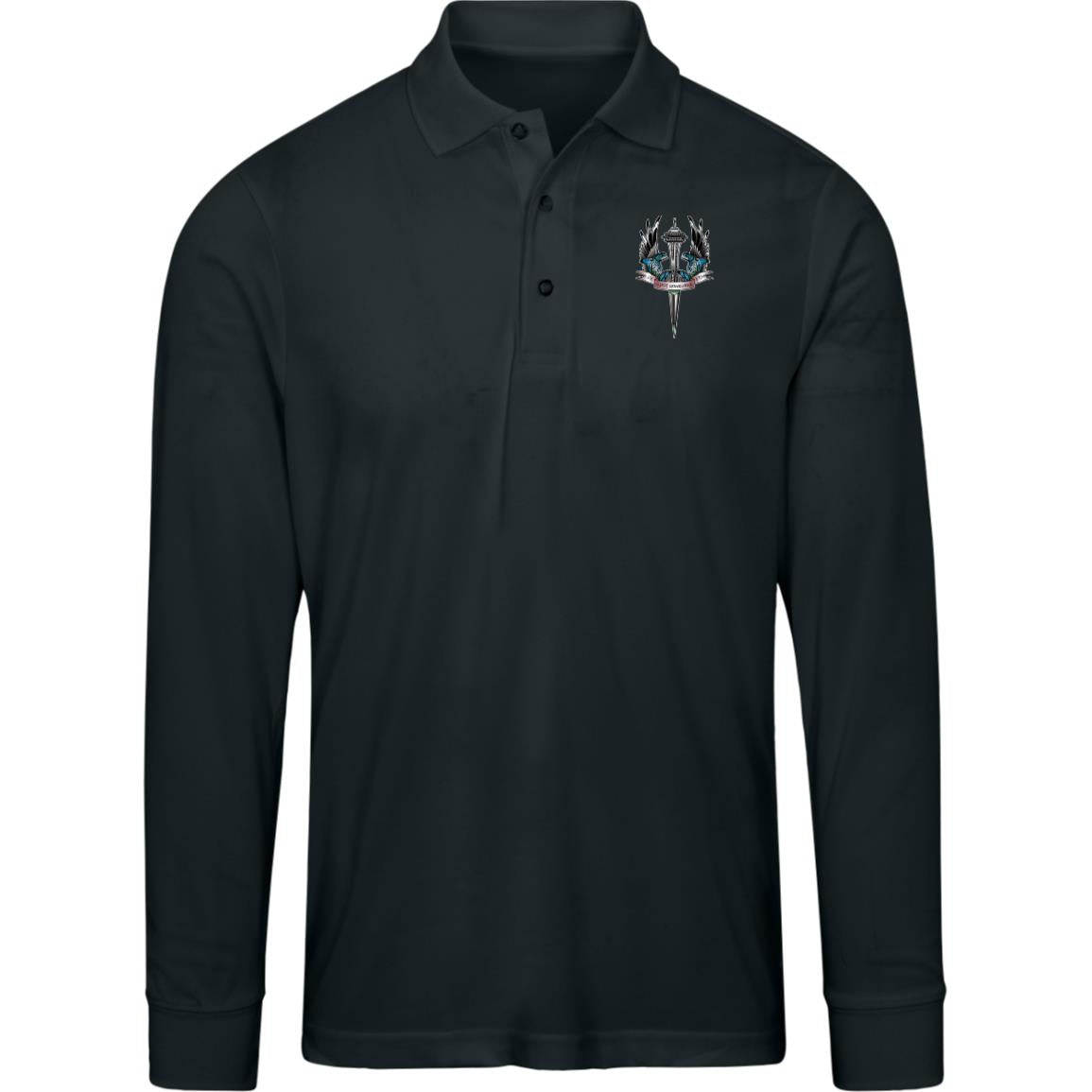 Seattle Logo Mens Pinnacle Long Sleeve Pique Polo