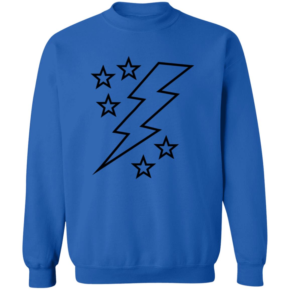 Lightening Bolt Black Outline Crewneck Pullover Sweatshirt