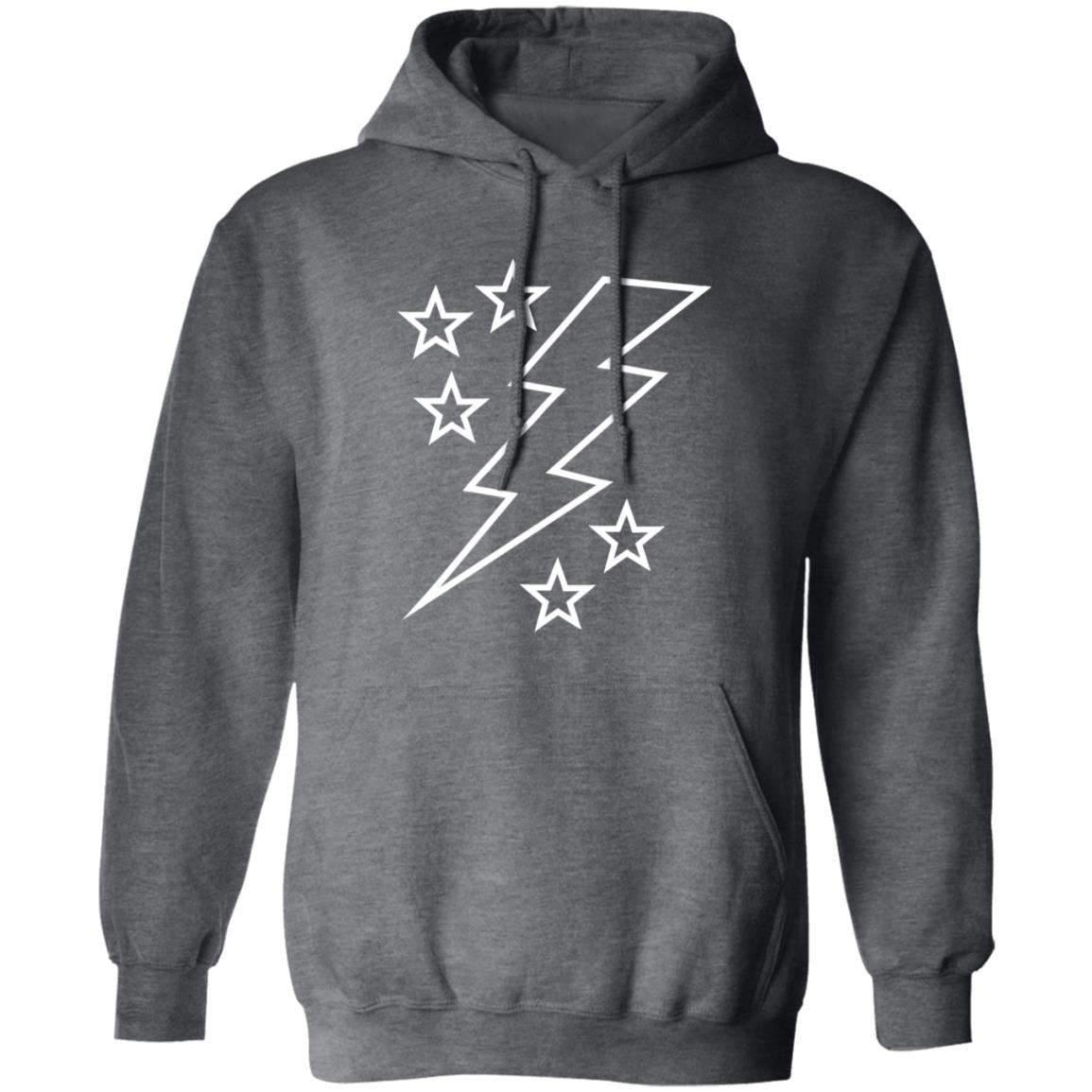 Lightening Bolt Outline White Pullover Hoodie