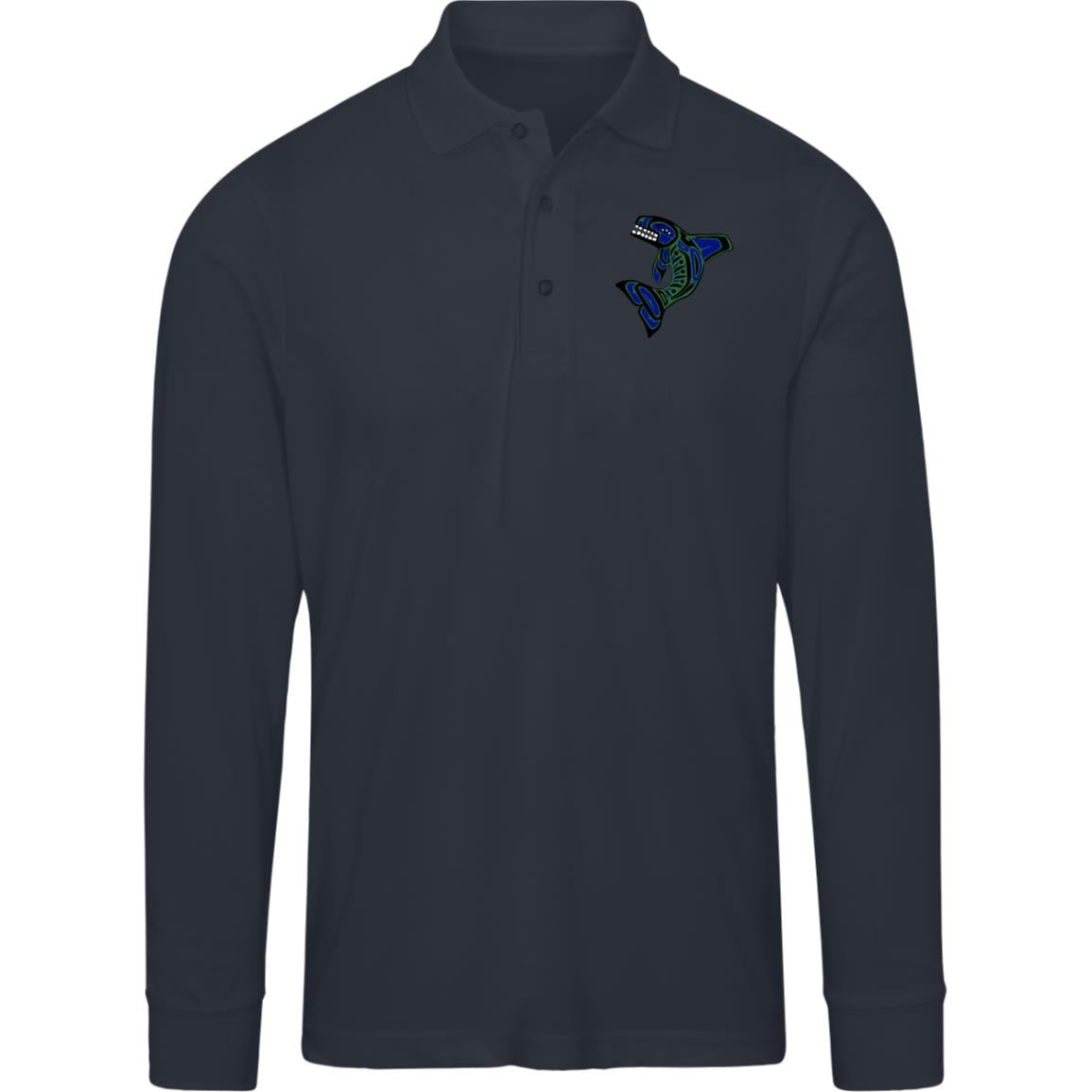 Seattle Orca Mens Pinnacle Long Sleeve Pique Polo