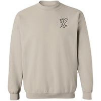 Lightening Bolt Outline Black Pocket Crewneck Pullover Sweatshirt