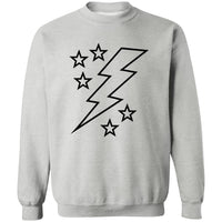 Lightening Bolt Black Outline Crewneck Pullover Sweatshirt