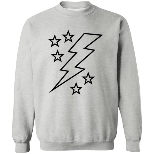 Lightening Bolt Black Outline Crewneck Pullover Sweatshirt