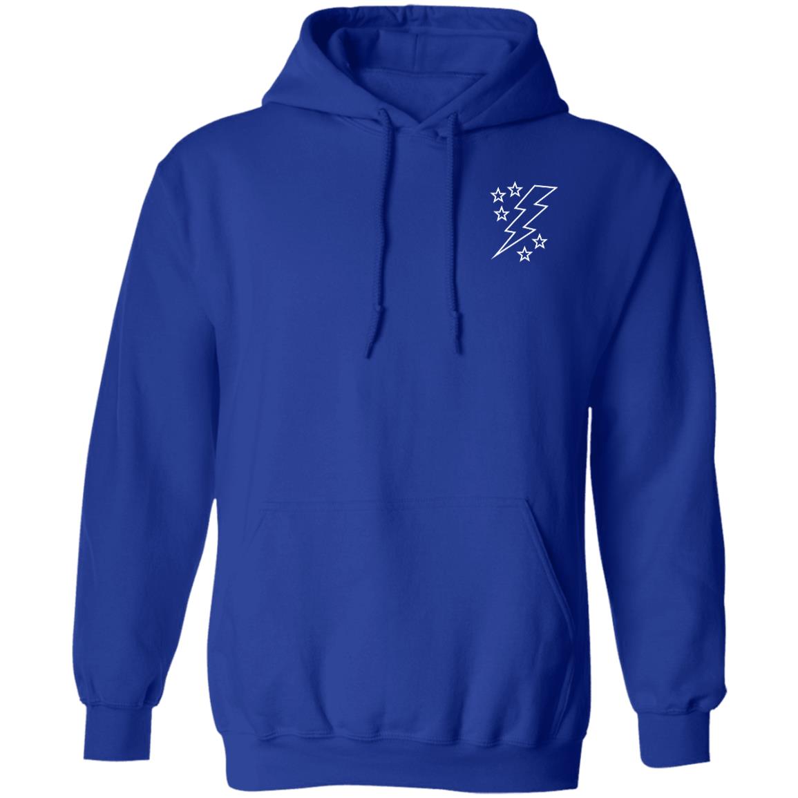 Lightening Bolt Outline White Pocket Pullover Hoodie