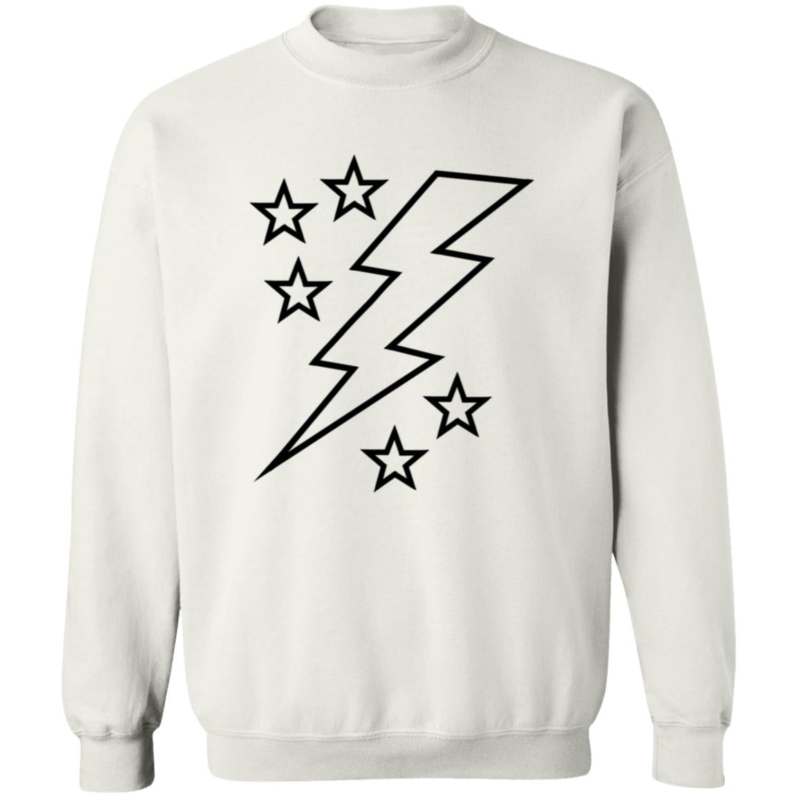 Lightening Bolt Black Outline Crewneck Pullover Sweatshirt