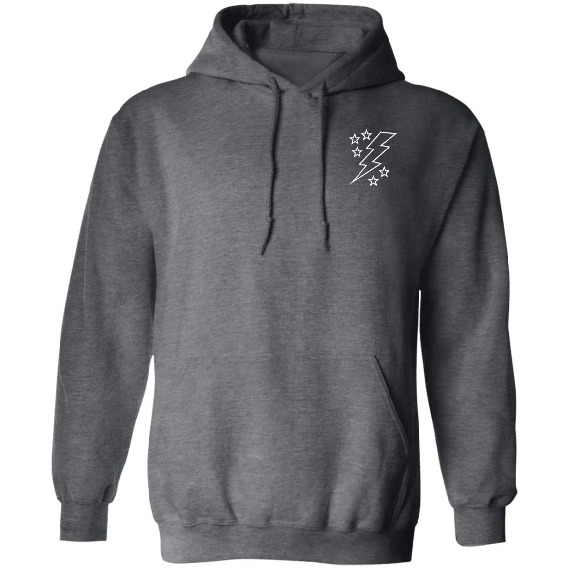 Lightening Bolt Outline White Pocket Pullover Hoodie