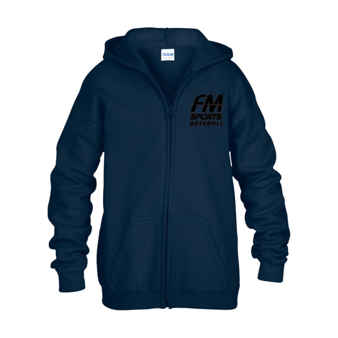 FM Sports Baseball Blackout Kids Heavy Blend Full Zip Hoodie