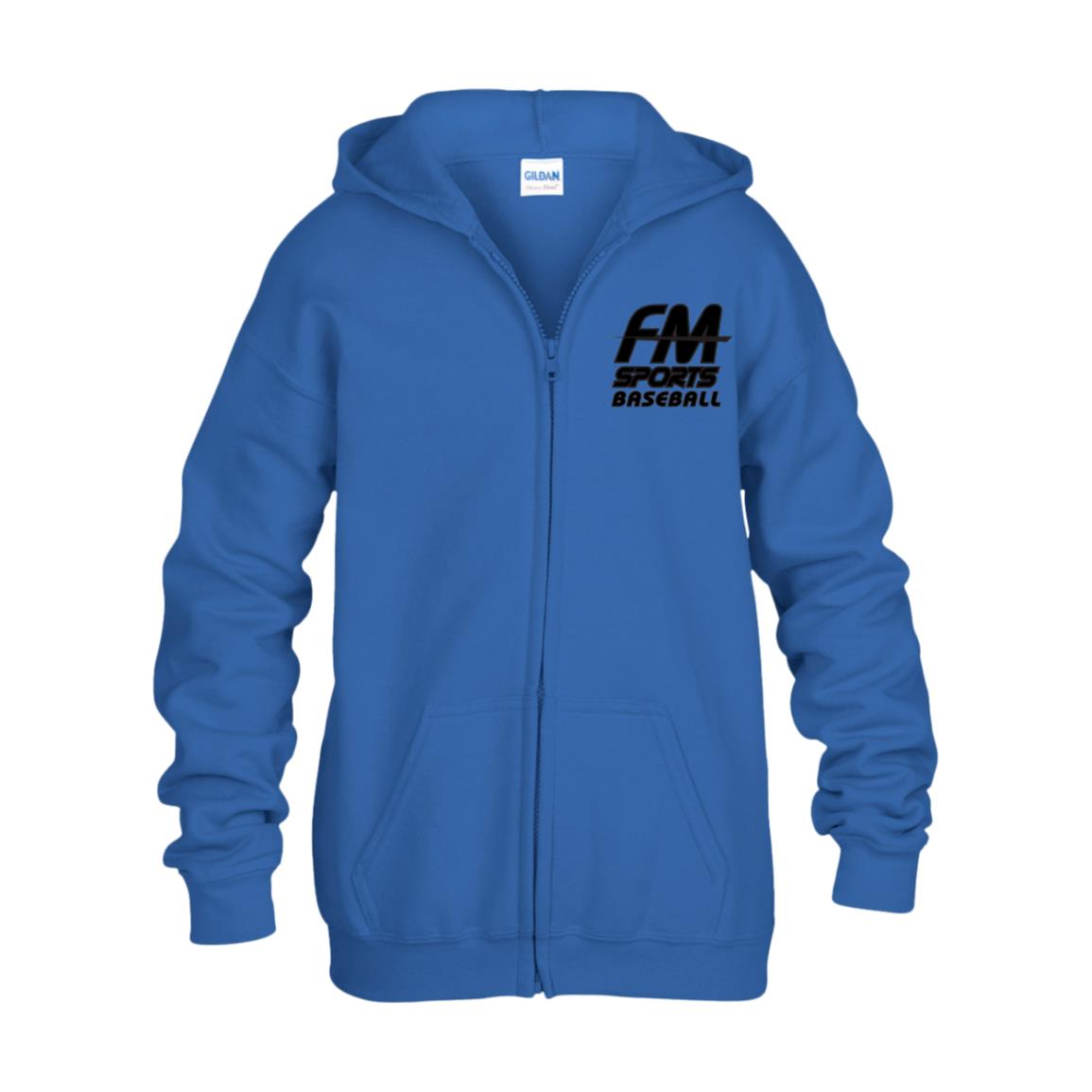 FM Sports Baseball Blackout Kids Heavy Blend Full Zip Hoodie