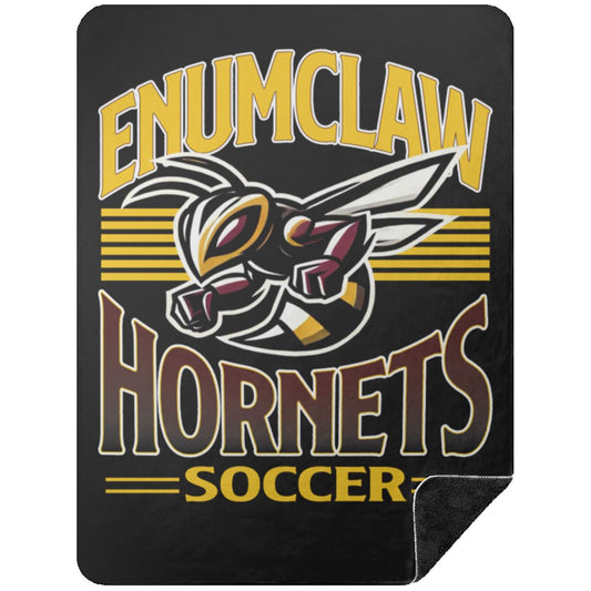 Enumclaw Hornets Soccer Premium Black Sherpa Blanket 60x80