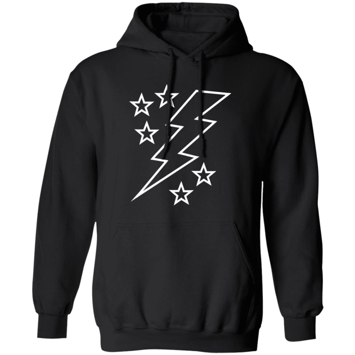 Lightening Bolt Outline White Pullover Hoodie