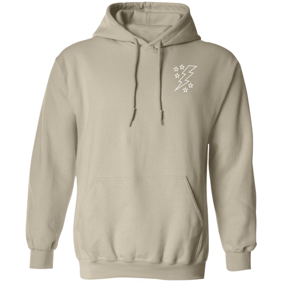 Lightening Bolt Outline White Pocket Pullover Hoodie