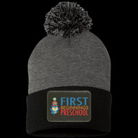 First Beginnings Preschool Pom Pom Knit Cap - Patch
