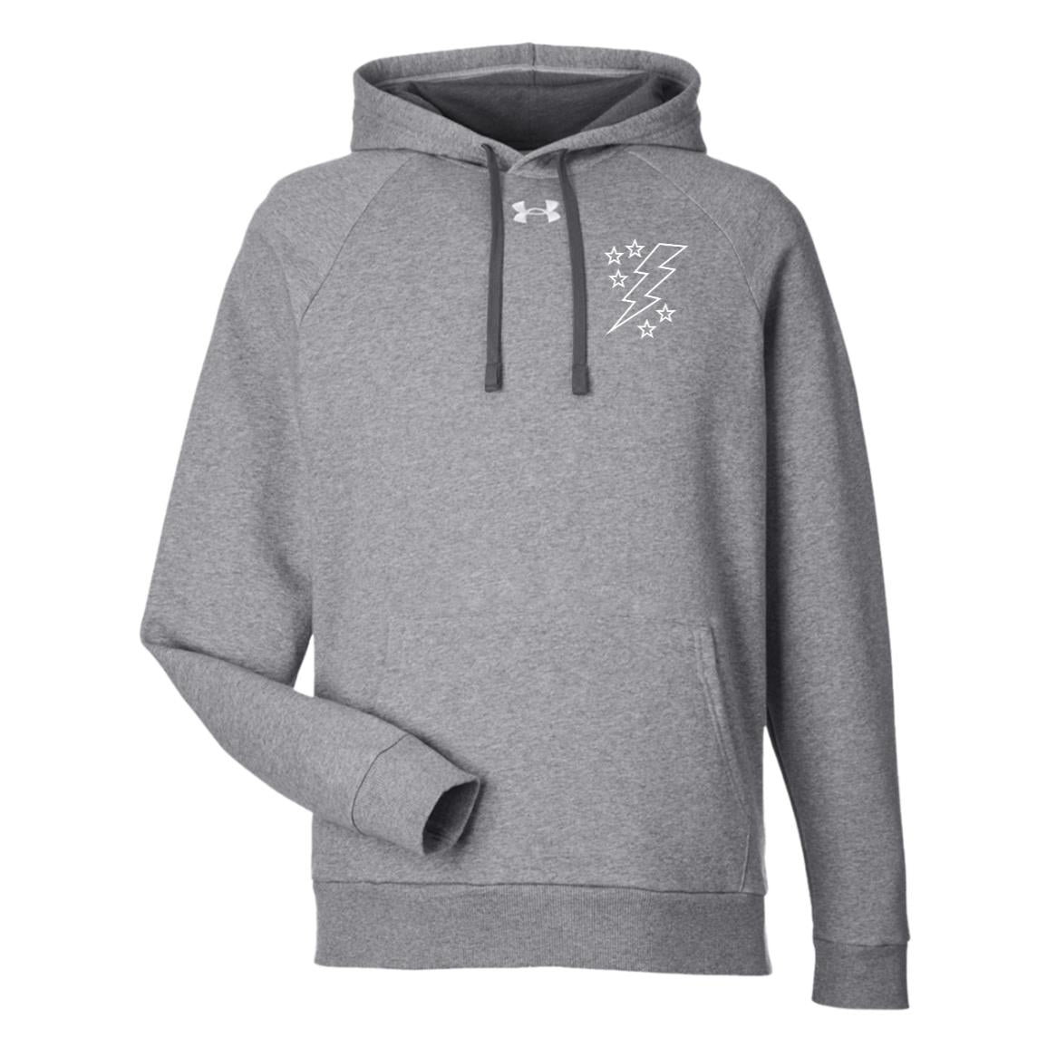 Lightening Bolt Outline White Pocket Under Armour Mens Rival Fleece Hoodie