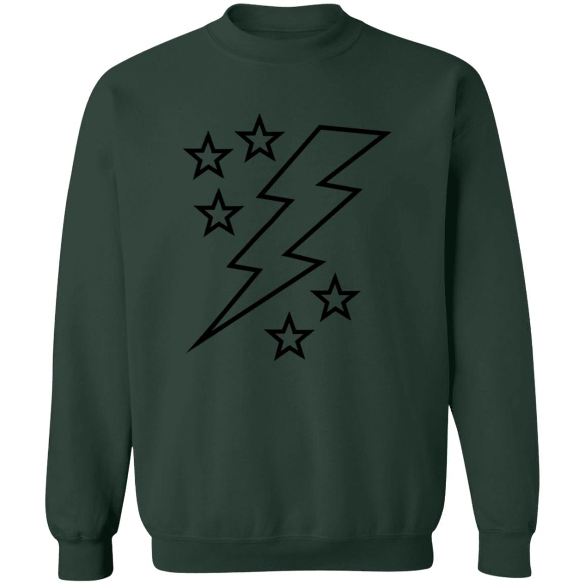 Lightening Bolt Black Outline Crewneck Pullover Sweatshirt