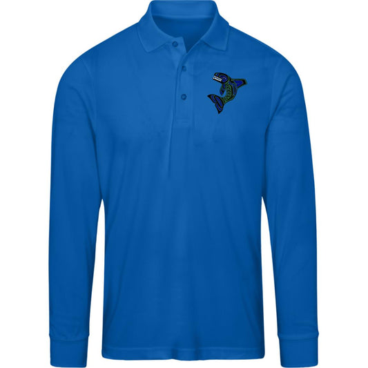 Seattle Orca Mens Pinnacle Long Sleeve Pique Polo