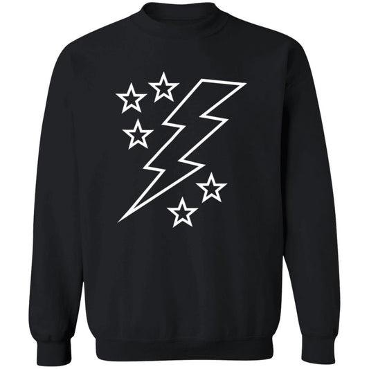 Lightening Bolt Outline White Crewneck Pullover Sweatshirt