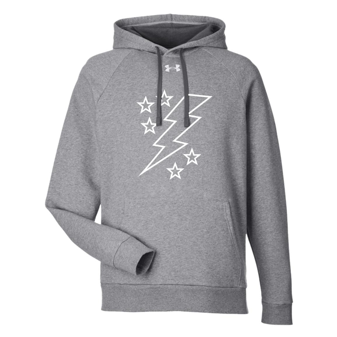 Lightening Bolt Outline White Under Armour Mens Rival Fleece Hoodie