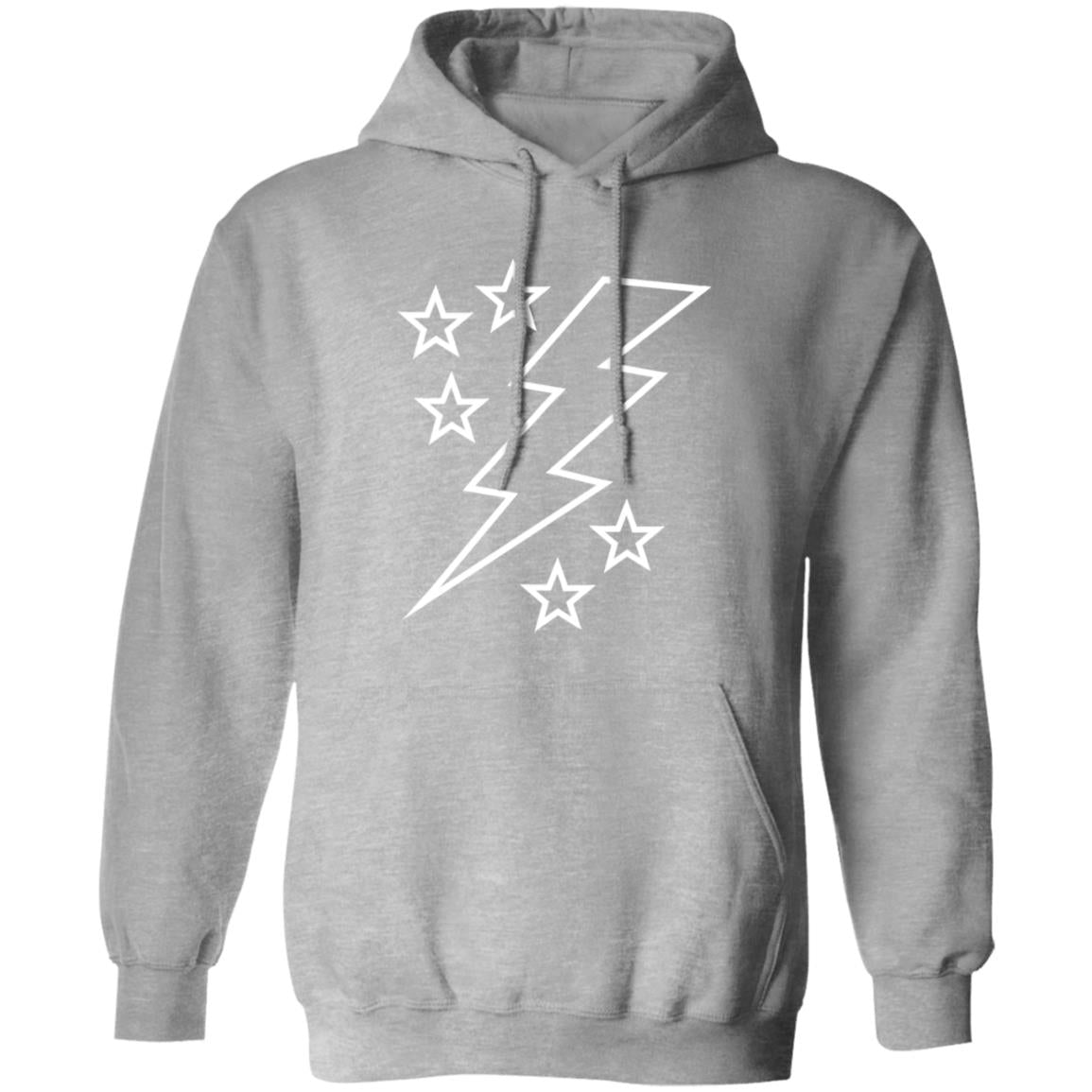 Lightening Bolt Outline White Pullover Hoodie