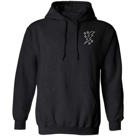 Lightening Bolt Outline White Pocket Pullover Hoodie