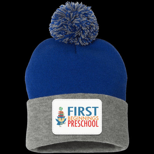 First Beginnings Preschool Pom Pom Knit Cap - Patch