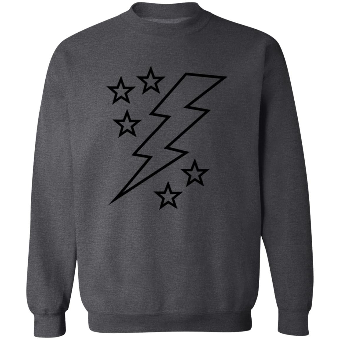 Lightening Bolt Black Outline Crewneck Pullover Sweatshirt