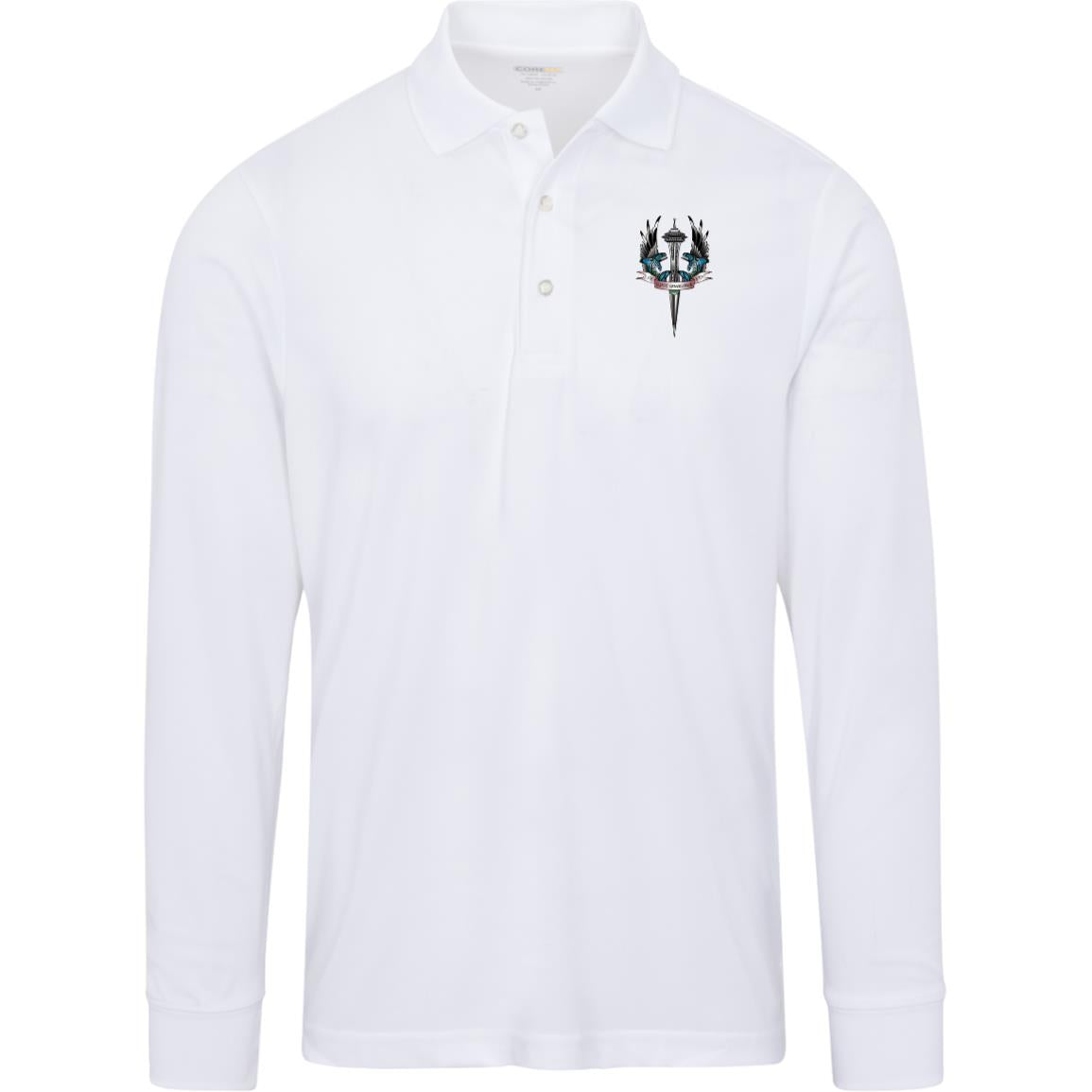 Seattle Logo Mens Pinnacle Long Sleeve Pique Polo