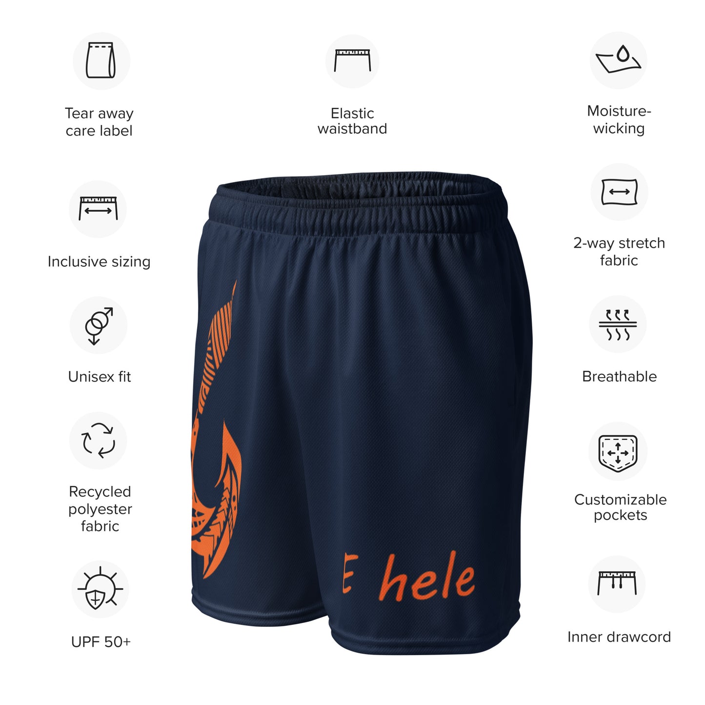 E Hele Hook Unisex mesh shorts